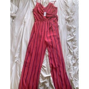 **EXPRESS** NWT*Red*Striped*Tie Front*Jumpsuit*